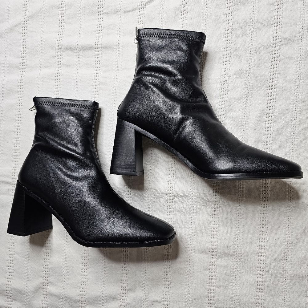 Nasty Gal Flared Block Heel Sock Boots size 8